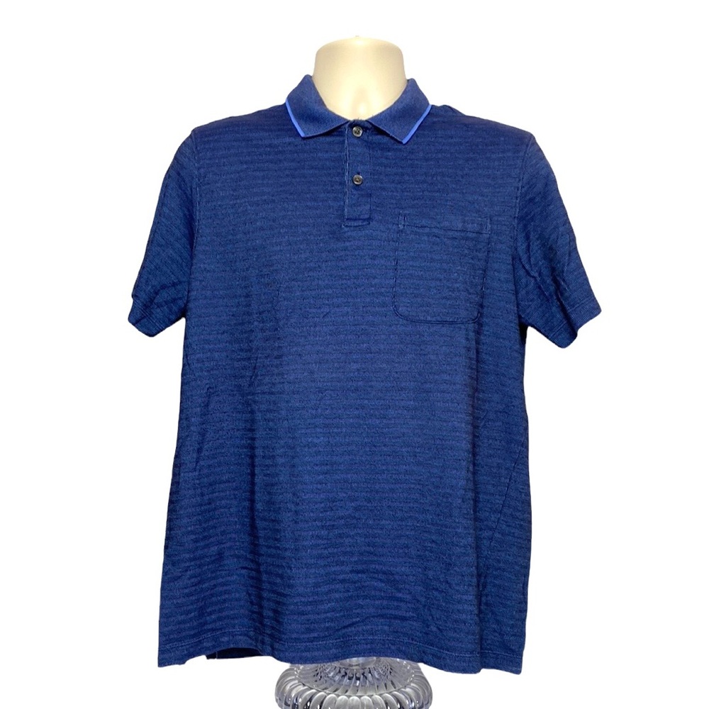 Blue Striped Short Sleeve Classic Fit Polo Shirt M